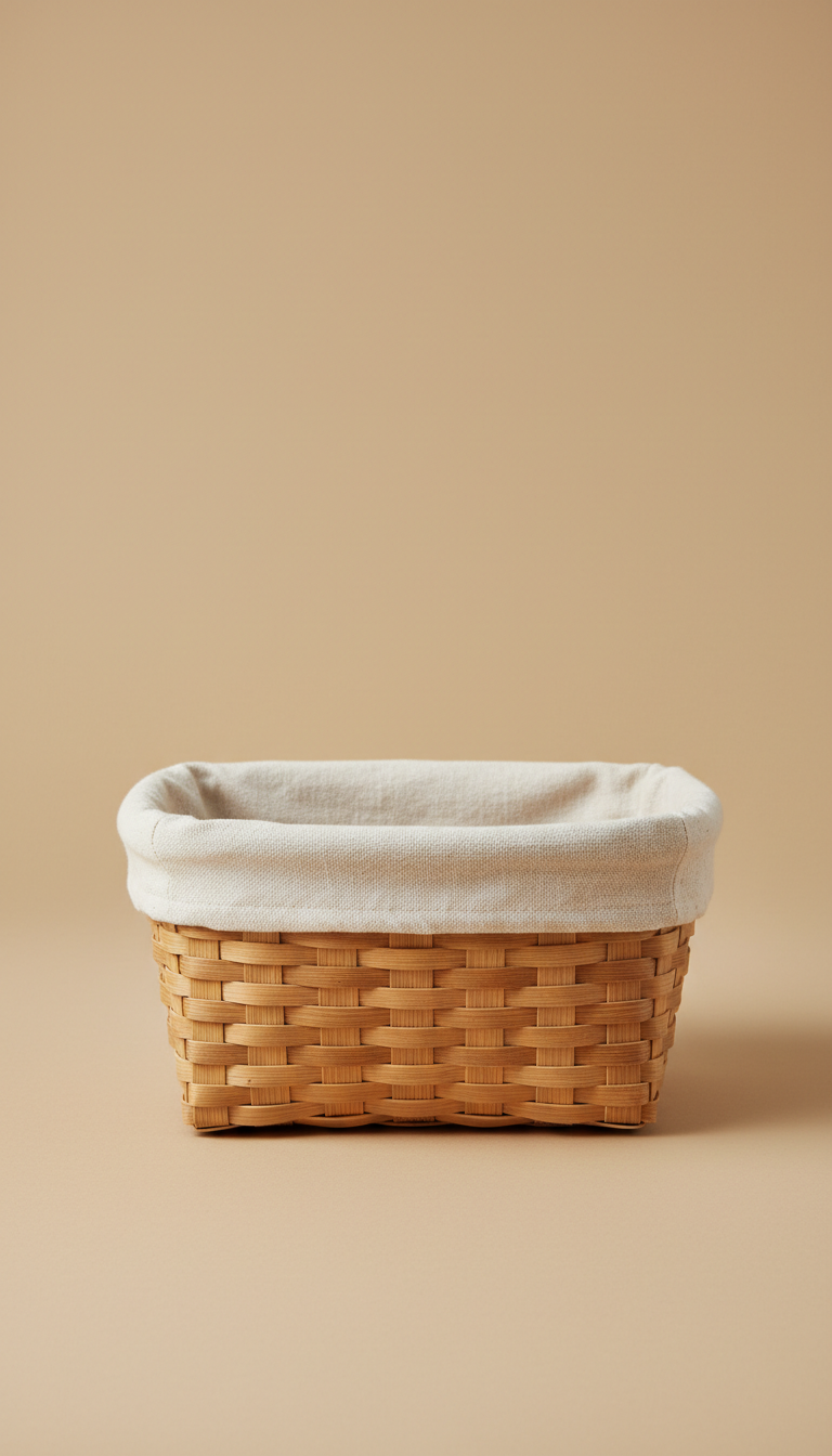 Bamboo Woven Basket With Linen Liner